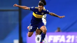 Eduardo Salvio en la semifinal contra Santos.