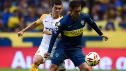 Agustín Almendra durante un partido de Boca Juniors.