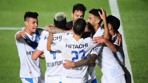 El festejo de los jugadores de Vélez. (Foto: Germán Adrasti)