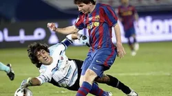 Lionel Messi le anotó a Federico Vilar cuando era portero del Atlante.