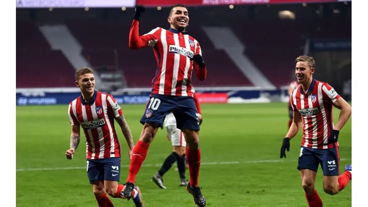Ángel Correa celebrando su tanto.
