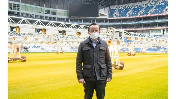 El presidente de la Liga MX, Mikel Arreola, elogió al Estadio BBVA en su visita.