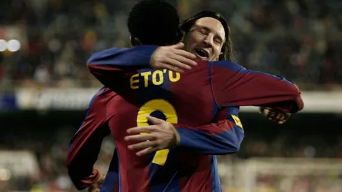 Eto'o y Messi, juntos en Barcelona.