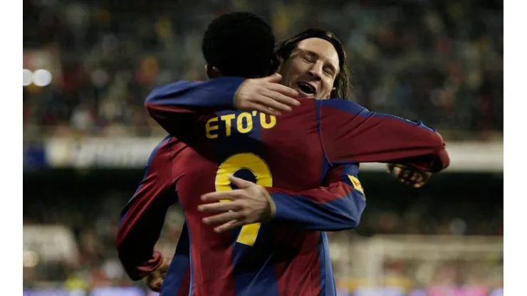 Eto'o y Messi, juntos en Barcelona.