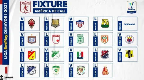 Listo el fixture de América de Cali para la Liga BetPlay Dimayor 2021-l