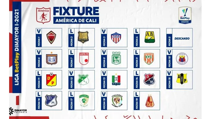 Listo el fixture de América de Cali para la Liga BetPlay Dimayor 2021-l