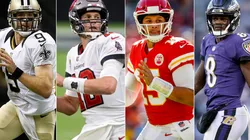 Drew Brees, Tom Brady, Patrick Mahomes y Lamar Jackson