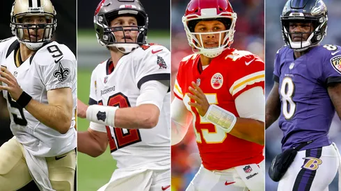 Drew Brees, Tom Brady, Patrick Mahomes y Lamar Jackson