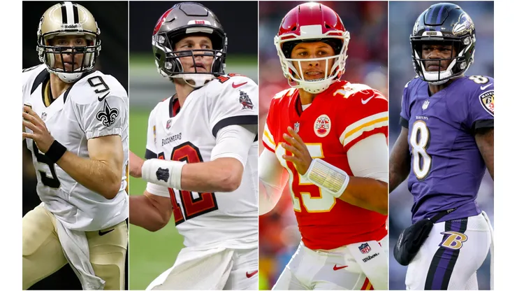 Drew Brees, Tom Brady, Patrick Mahomes y Lamar Jackson
