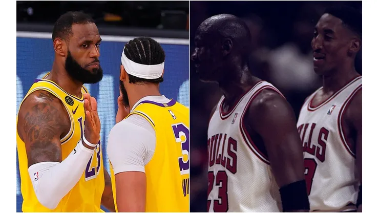 LeBron James, Anthony Davis, Michael Jordan y Scottie Pippen