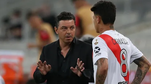 Buena onda entre Gallardo y Carrascal en el entrenamiento de este jueves