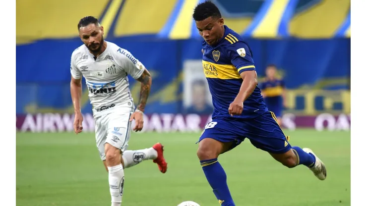 Frank Fabra con Boca Juniors en las semifinales de la Copa Libertadores contra Santos.