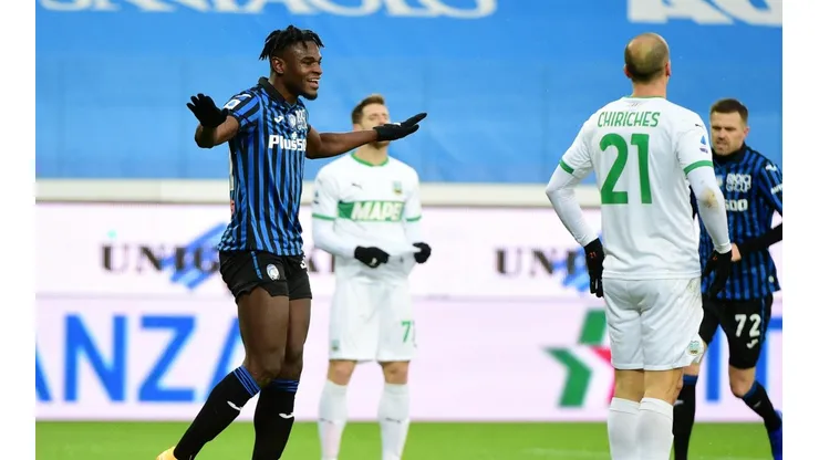 El festejo de Duván Zapata tras conseguir su primer gol en el comienzo del año 2021.