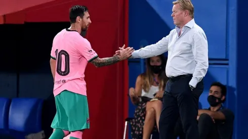 Lionel Messi junto a Ronald Koeman.