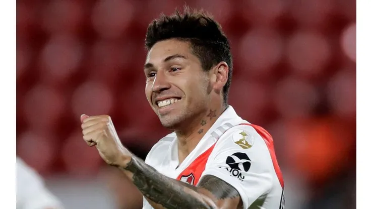 Gonzalo Montiel festejando un gol en River.