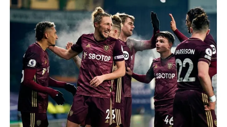 El festejo de los jugadores de Leeds United.