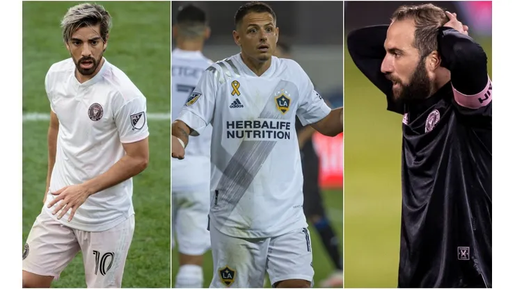 Rodolfo Pizarro, Javier Hernández y Gonzalo Higuaín