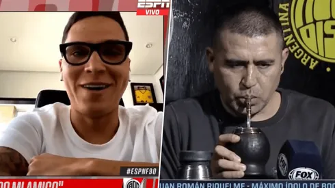 Foto de Juanfer Quintero y Juan Román Riquelme.