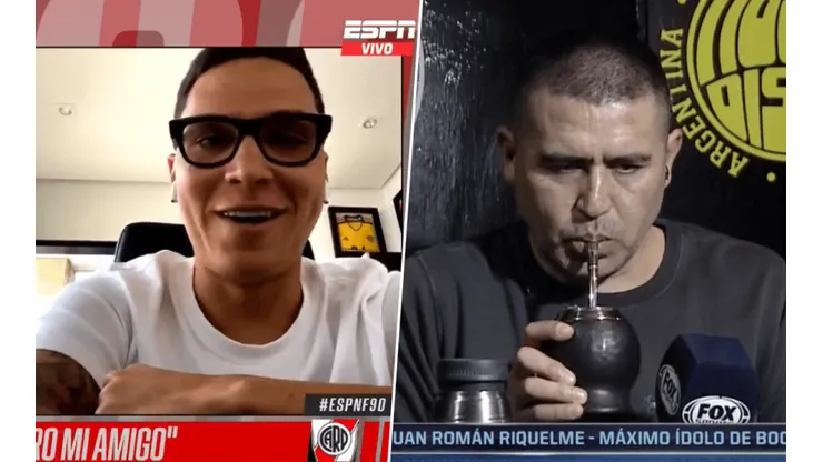 Foto de Juanfer Quintero y Juan Román Riquelme.