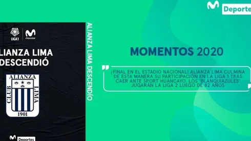 Alianza Lima descendió el último 28 de noviembre.