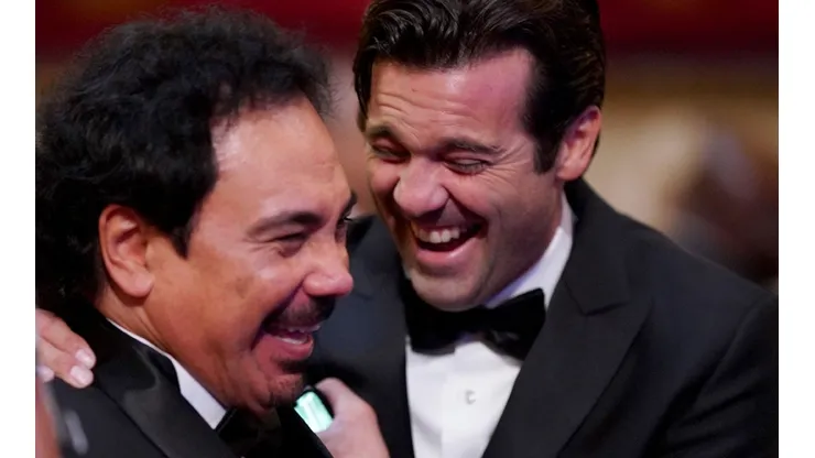 Santiago Solari con Hugo Sánchez en la ceremonia de los premios 'The Best", en 2019.
