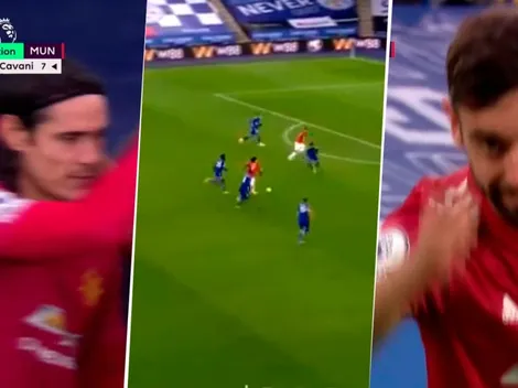 Entró Cavani a los 75' y a los 78' le hizo hacer un gol a Bruno Fernandes