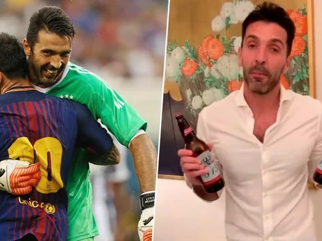 La reacción de Buffon cuando le mandaron dos cervezas por los goles que Messi le marcó
