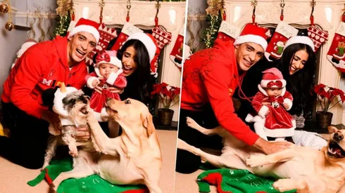 Los perros de Raúl Jiménez arruinaron la foto familiar navideña