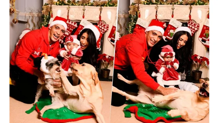 Los perros de Raúl Jiménez arruinaron la foto familiar navideña