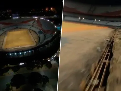 Video: Papá Noel pasó por el Monumental para ver cómo está quedando la cancha de River