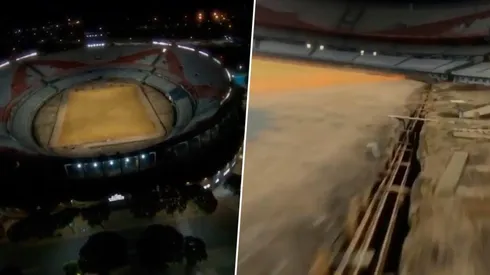 Video: Papá Noel pasó por el Monumental para ver cómo está quedando la cancha de River