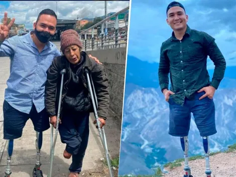 Policía con dos protesis se sacó las muletas y las regaló a una mujer pobre