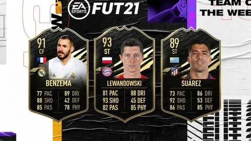 ¡Locura! Lewandowski, Benzema y Suárez en el TOTW 13 del FIFA 21