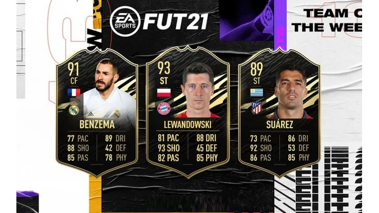 ¡Locura! Lewandowski, Benzema y Suárez en el TOTW 13 del FIFA 21