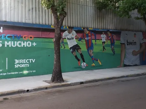 El mural inspirado en Barcelona vs Valencia en Palermo