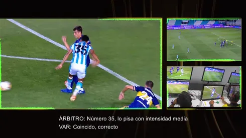 El audio del VAR en la polémica de Racing-Boca: "Lo pisa con intensidad media"