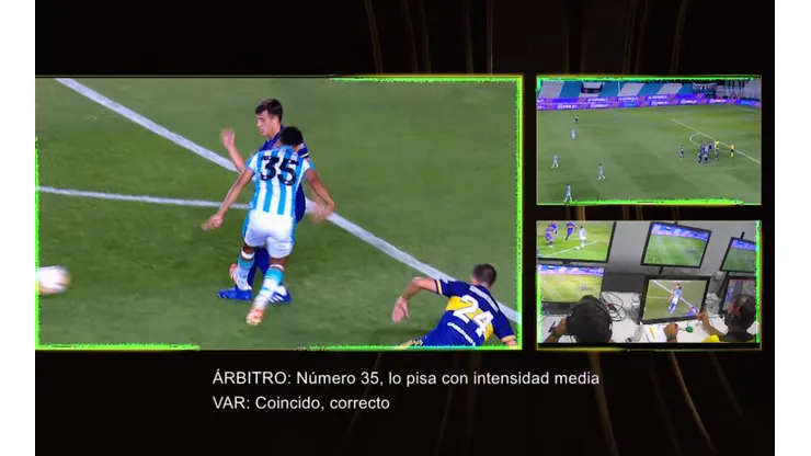El audio del VAR en la polémica de Racing-Boca: "Lo pisa con intensidad media"