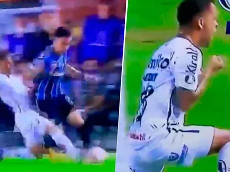 Video: jugador del Santos fue al suelo, ganó y festejó como un gol frente al banco