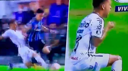 Video: jugador del Santos fue al suelo, ganó y festejó como un gol frente al banco