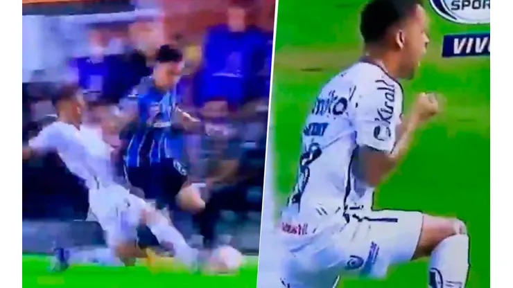 Video: jugador del Santos fue al suelo, ganó y festejó como un gol frente al banco