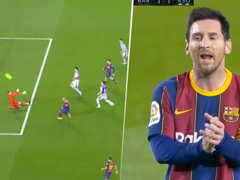 Braithwaite erró un mano a mano insólito y así fue la reacción de Messi