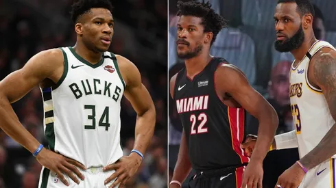 Giannis Antetokounmpo, Jimmy Butler y LeBron James