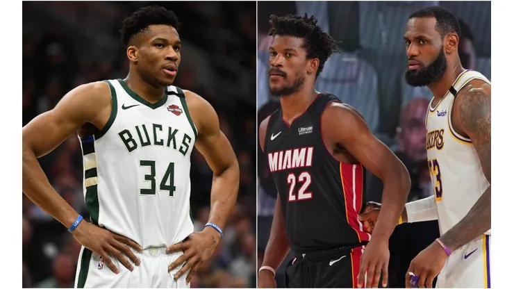 Giannis Antetokounmpo, Jimmy Butler y LeBron James