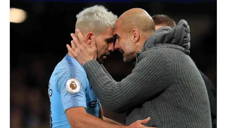 Sergio Agüero y Josep Guardiola, cara a cara.