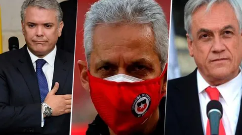 Iván Duque, Reinaldo Rueda y Sebastián Piñera.