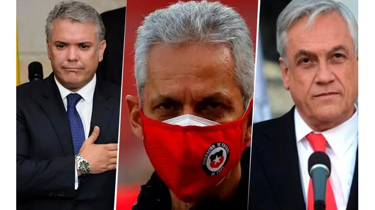 Iván Duque, Reinaldo Rueda y Sebastián Piñera.