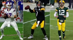 Josh Allen, Ben Roethlisberger y Aaron Rodgers