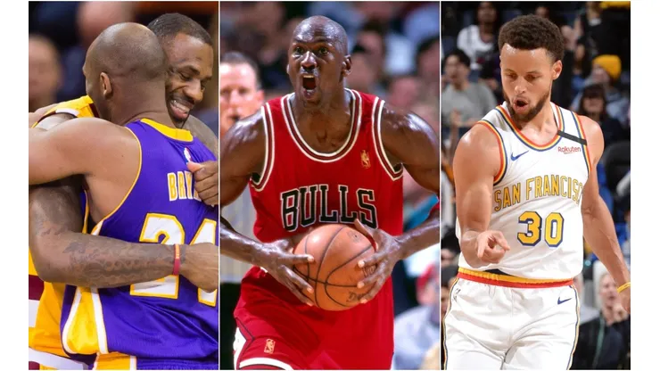 LeBron James, Kobe Bryant, Michael Jordan y Stephen Curry