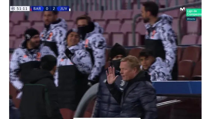 La burla viral de Dybala a Koeman en pleno Barcelona-Juventus