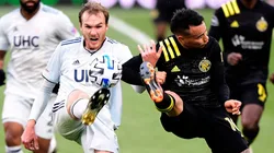 Acción de juego del partido Columbus Crew vs. New England Revolution